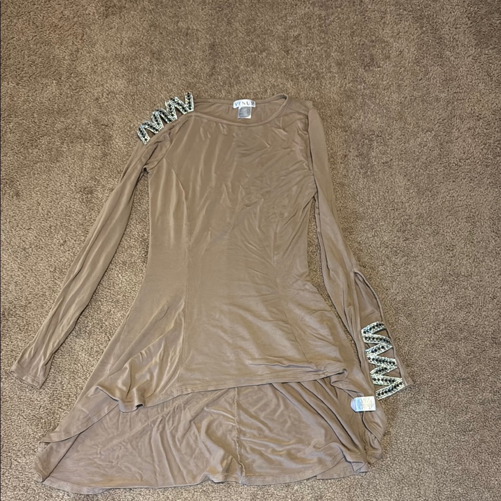 VENUS Taupe Long Sleeve Dress